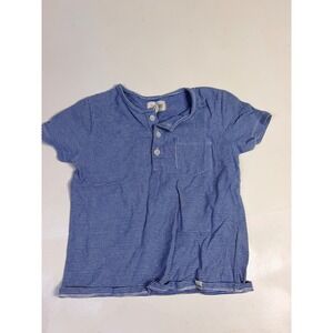 Me & Henry Henley Shirt Kids 4/5Y Blue Excellent Striped Short Sleeve Pocket
